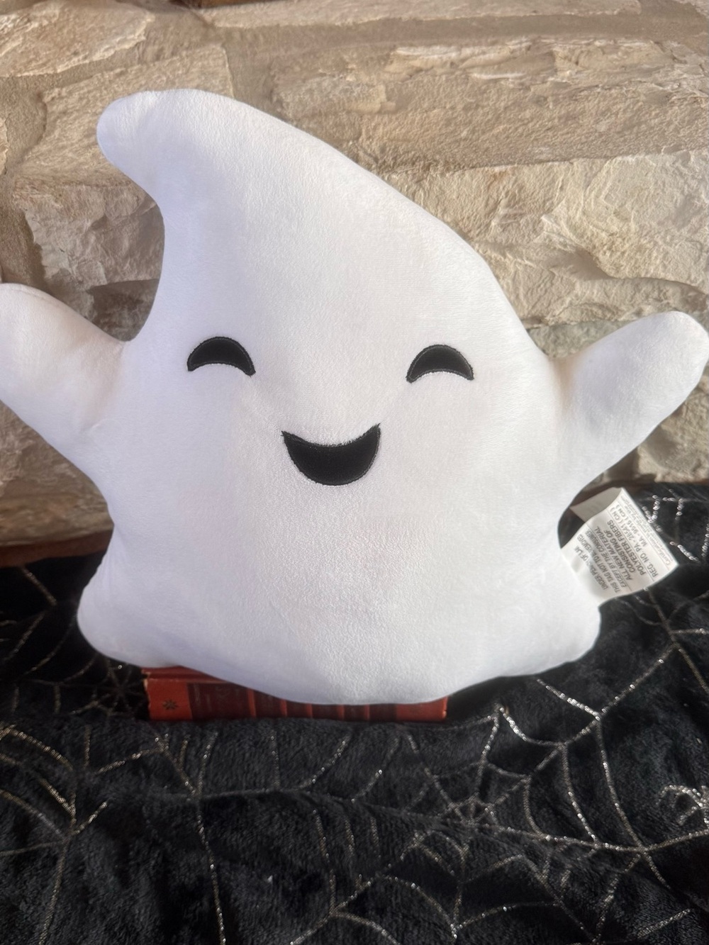 White Plush Ghost Accent Pillow